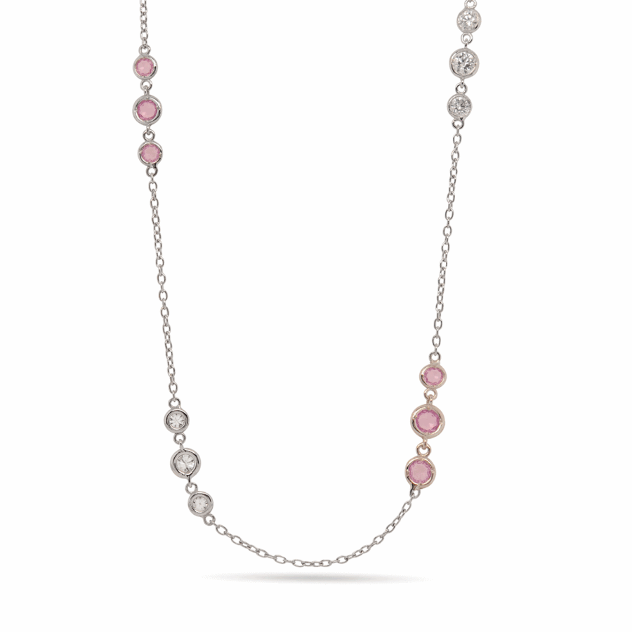 7.14 Karat Pembe Safirli Pırlanta Kolye - Tasarım Kolyeler