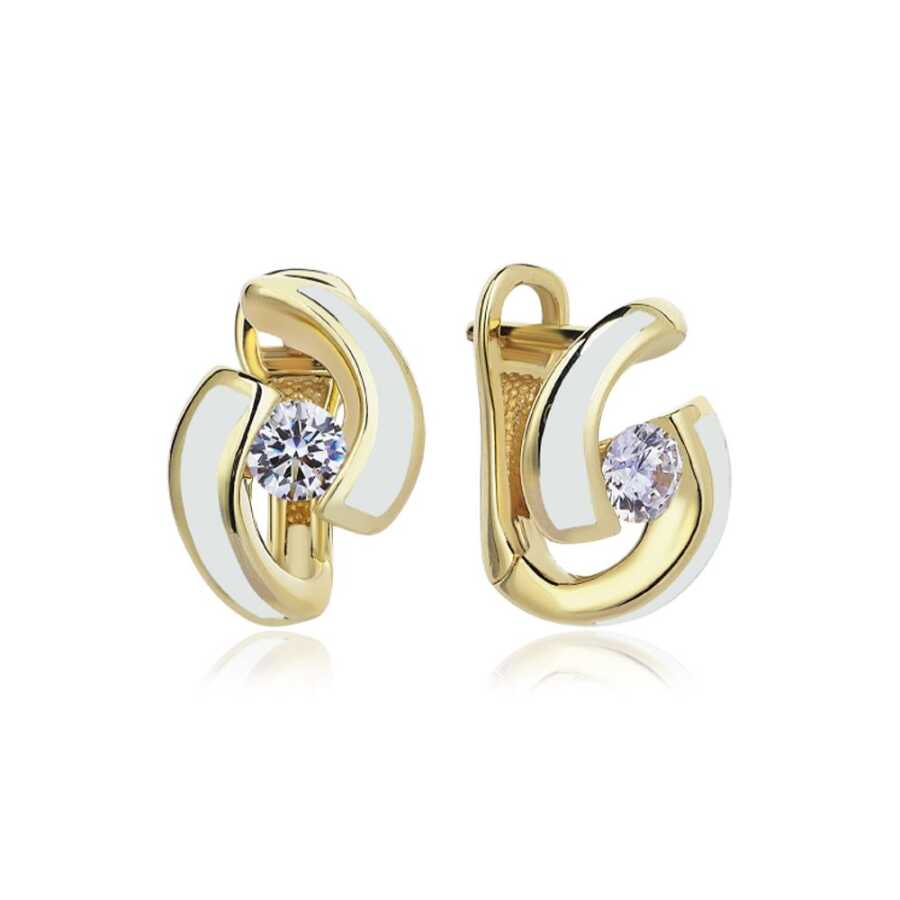 Eterna Yin-Yang Beyaz Fosfor Mineli Küpe X11946EAAY - İtalyan Küpeler