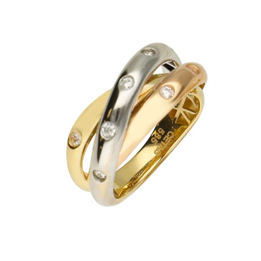 Eterna Sarı-Beyaz-Rose Altın Yüzük X11563RAV1 - Yüzükler