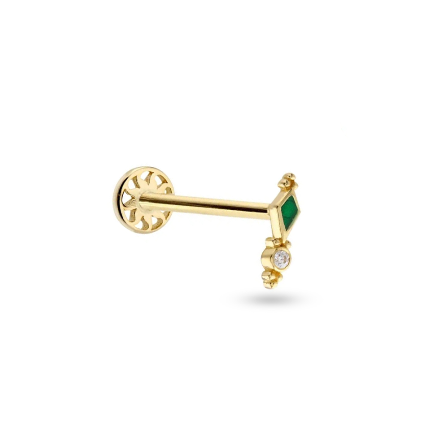Taşlı Altın Piercing PRC0076 - Küpeler