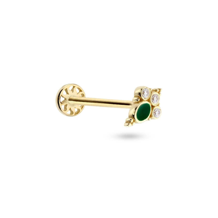 Taşlı Altın Piercing PRC0072 - Küpeler