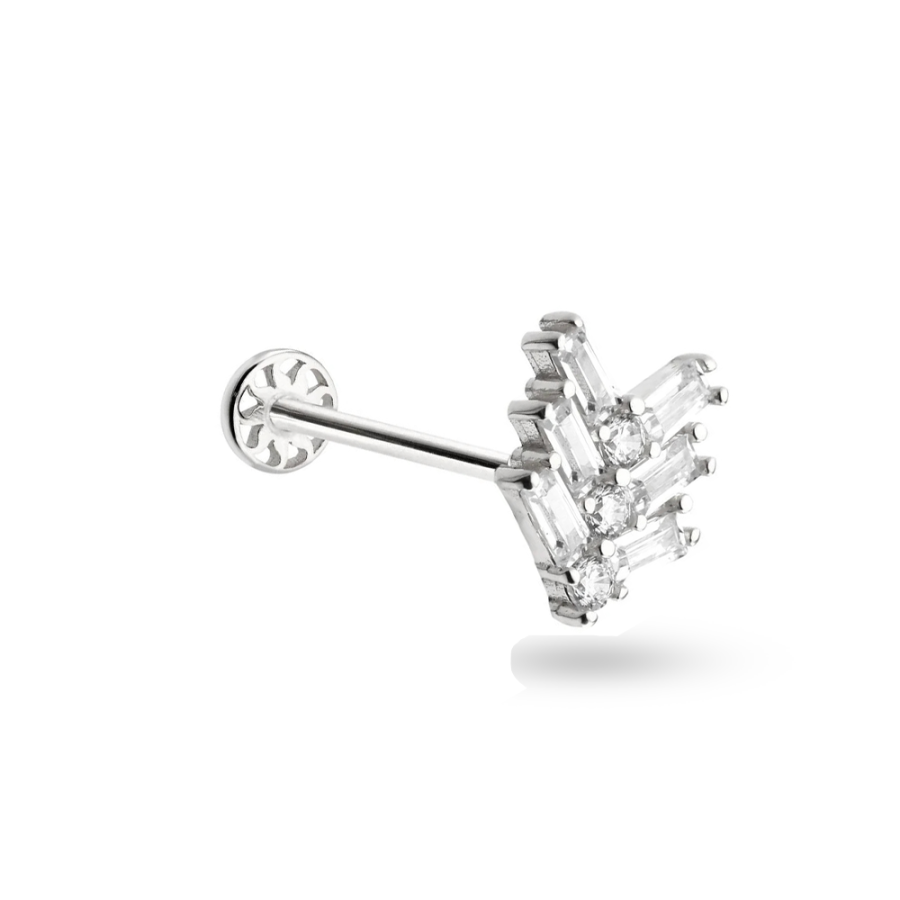 Dikdörtgen Taşlı Altın Piercing PRC0089 - Piercing