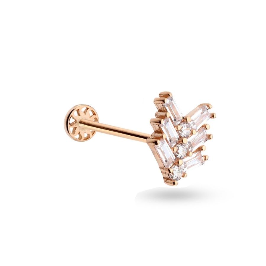 Dikdörtgen Taşlı Altın Piercing PRC0089 - Piercing