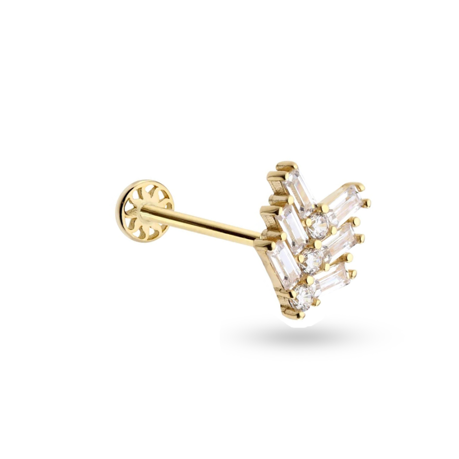 Dikdörtgen Taşlı Altın Piercing PRC0089 - Piercing