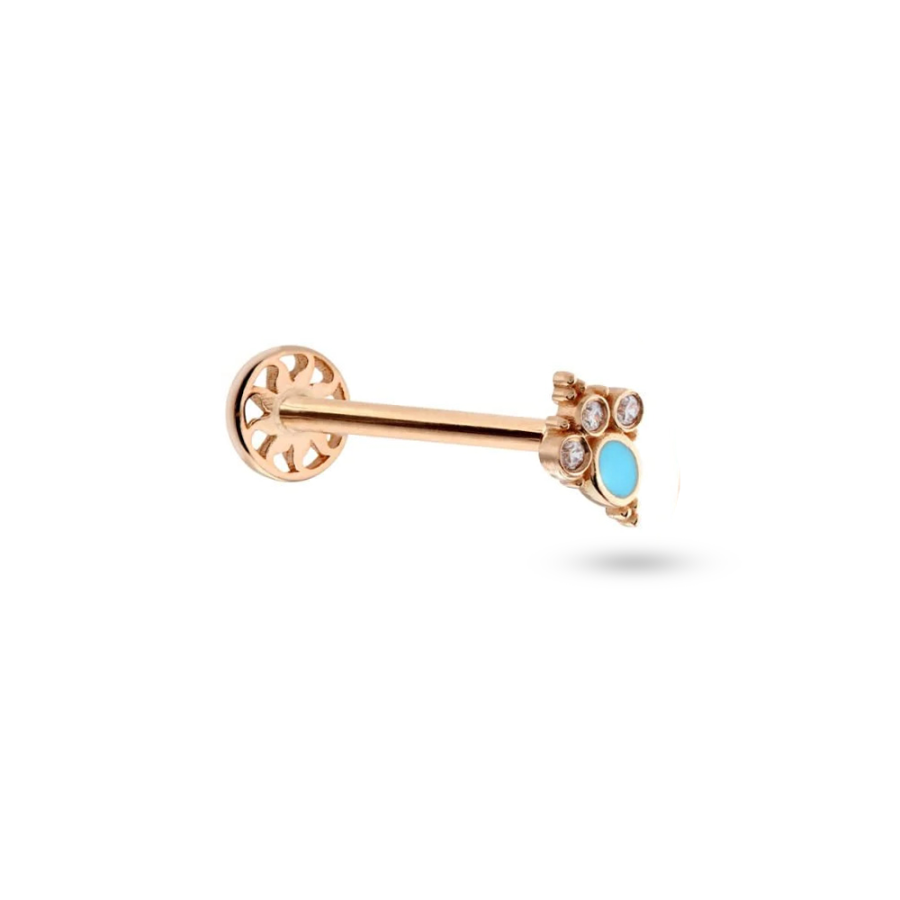 Taşlı Altın Piercing PRC0080 - Küpeler