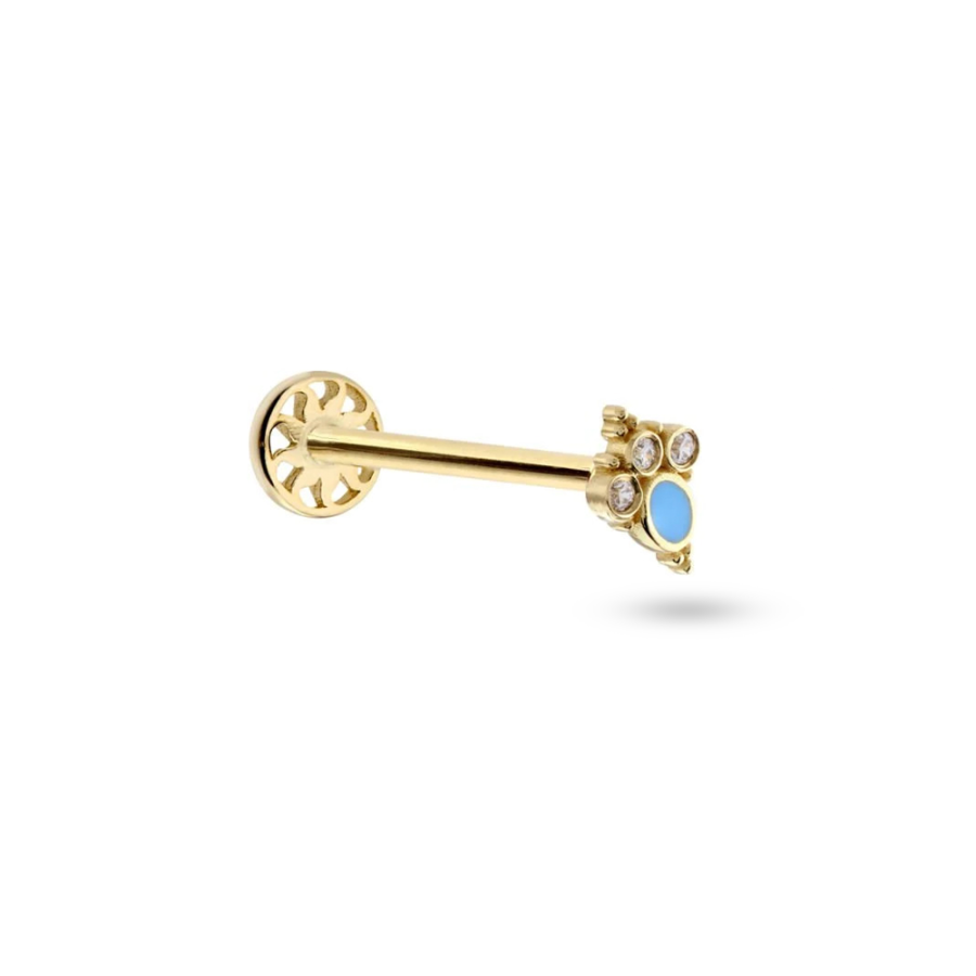 Taşlı Altın Piercing PRC0080 - Küpeler