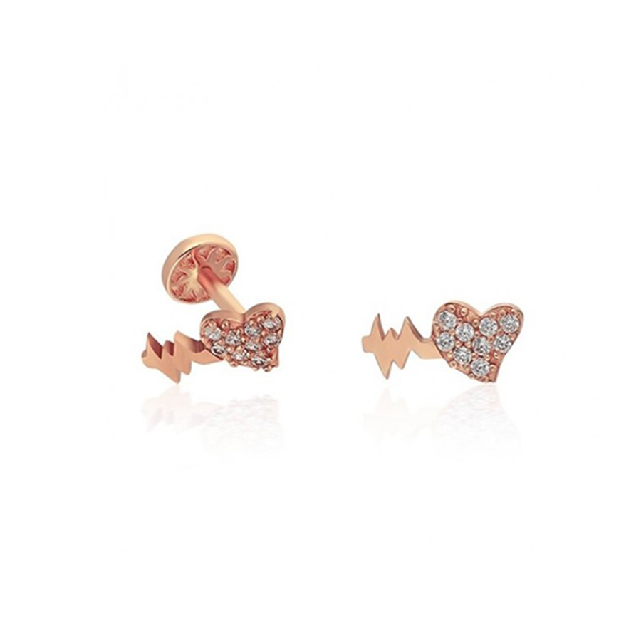Taşlı Kalp Altın Piercing PRC0057 - Piercing