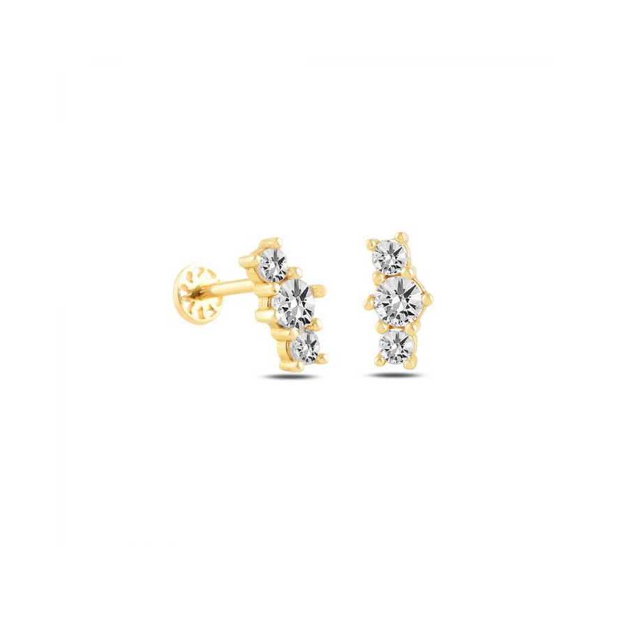 Taşlı Altın Piercing PRC0044 - Küpeler