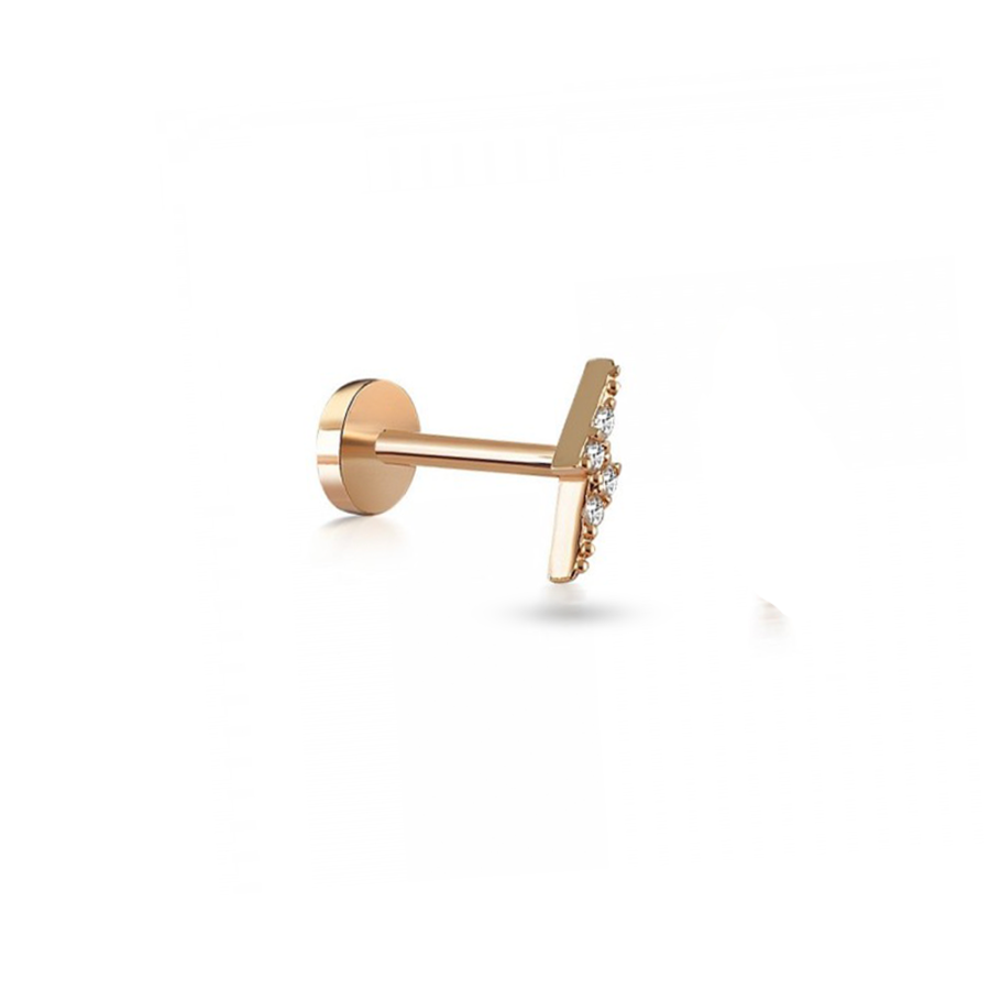 Taşlı Şimşek Altın Piercing PRC0059 - Piercing