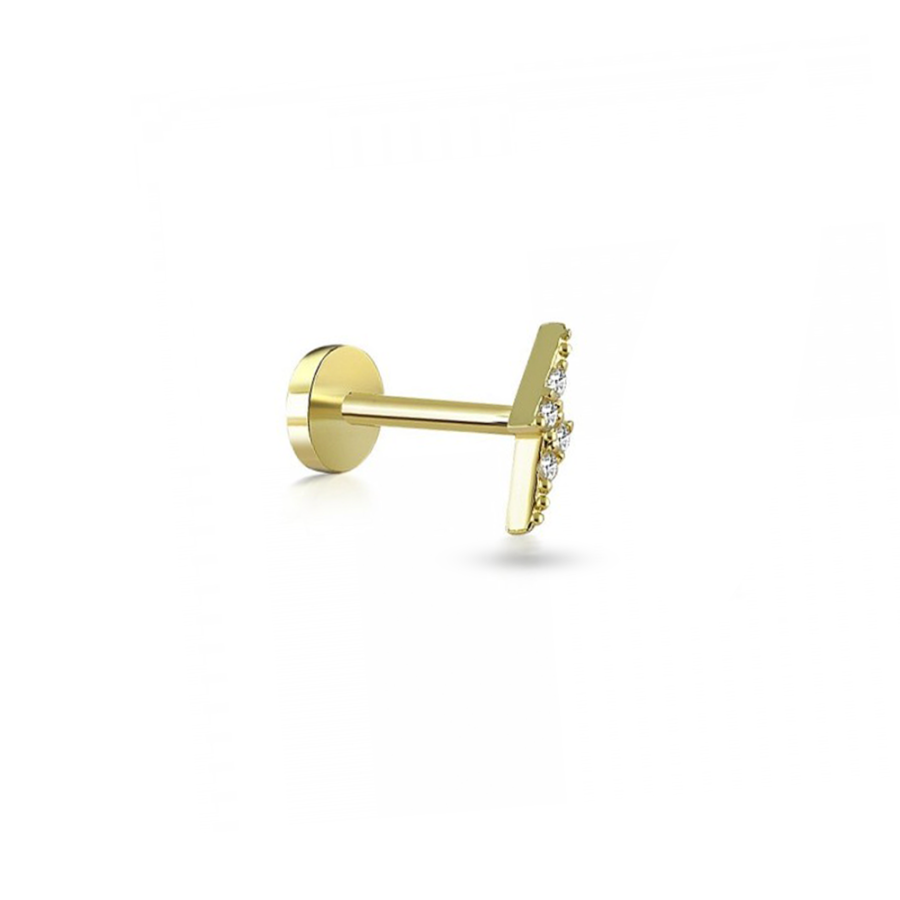 Taşlı Şimşek Altın Piercing PRC0059 - Piercing