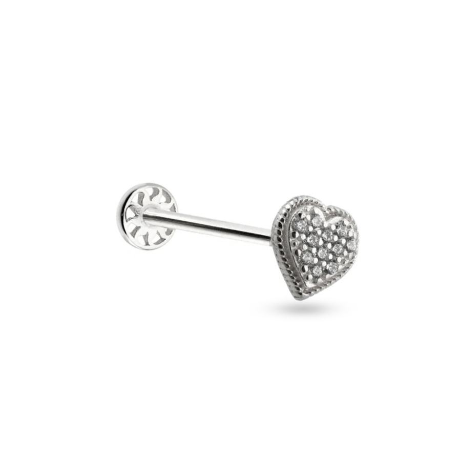Taşlı Kalp Altın Piercing PRC0098 - Piercing
