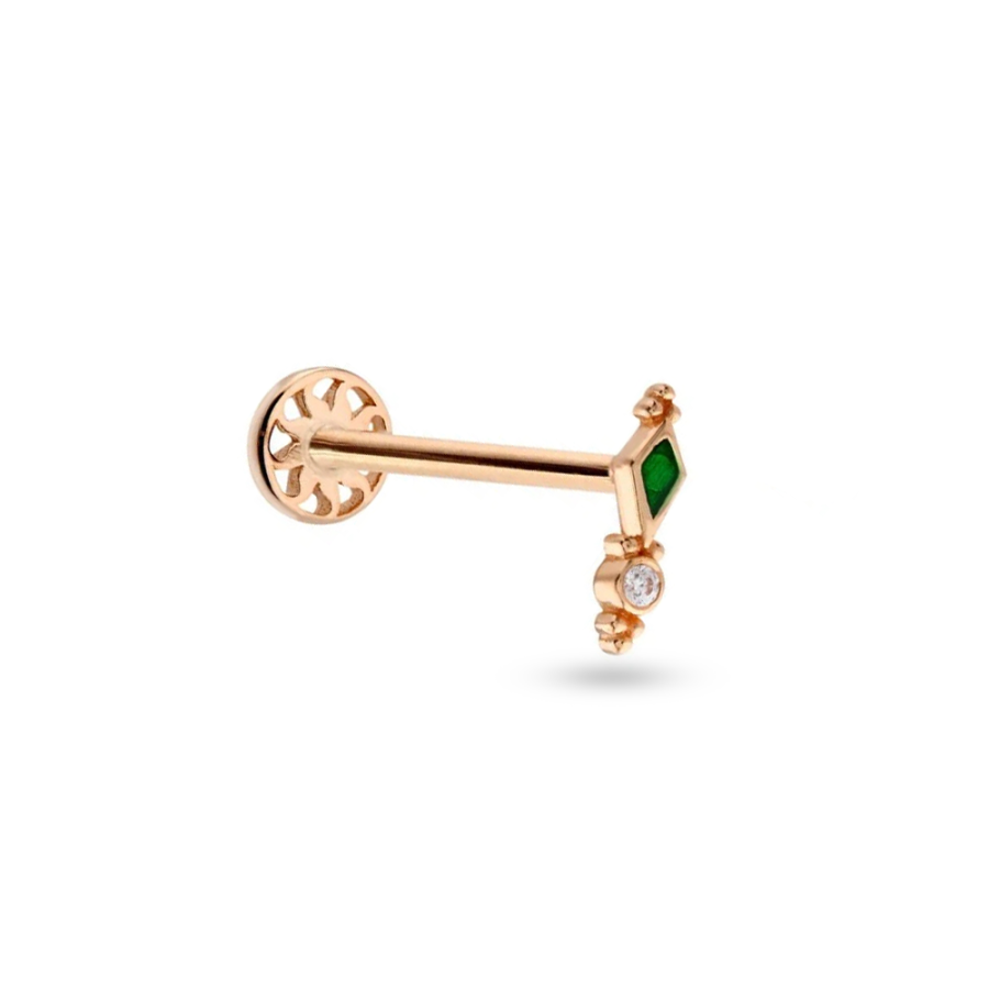 Taşlı Altın Piercing PRC0076 - Küpeler