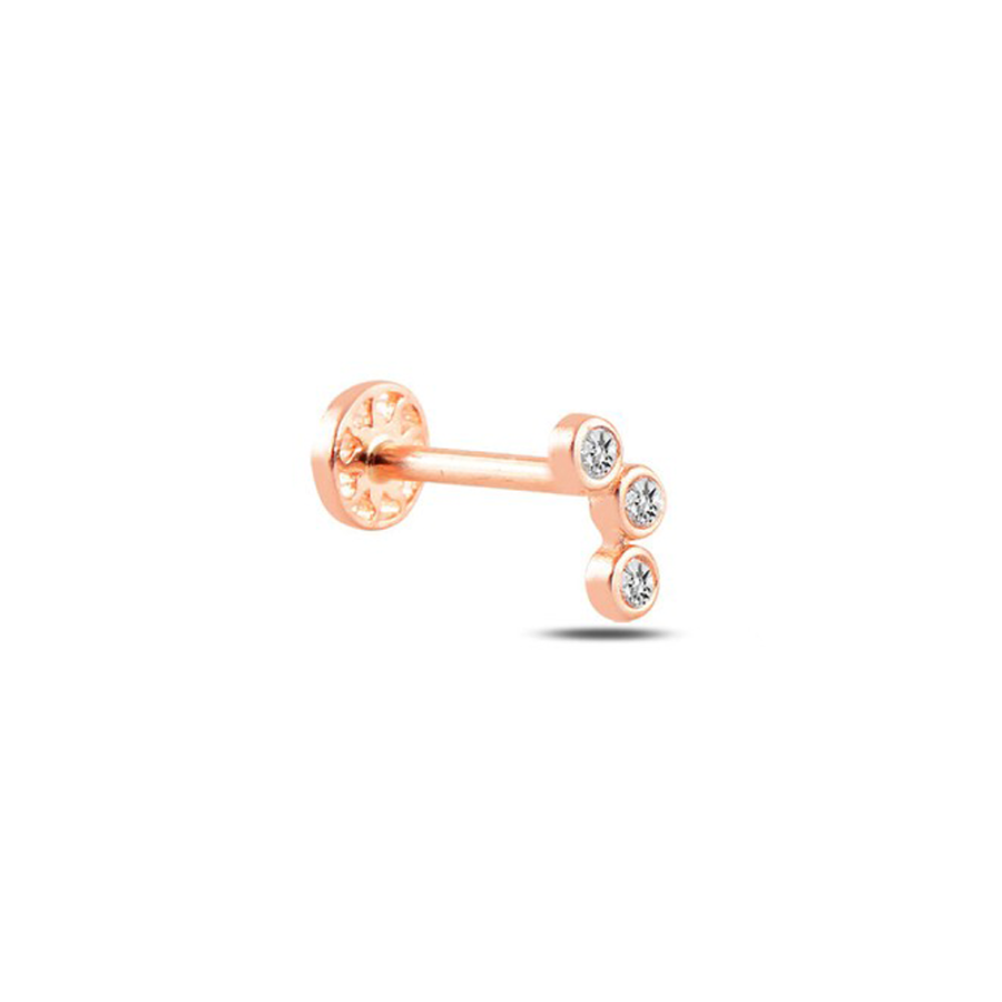 Üç Taşlı Altın Piercing PRC0052 - Küpeler