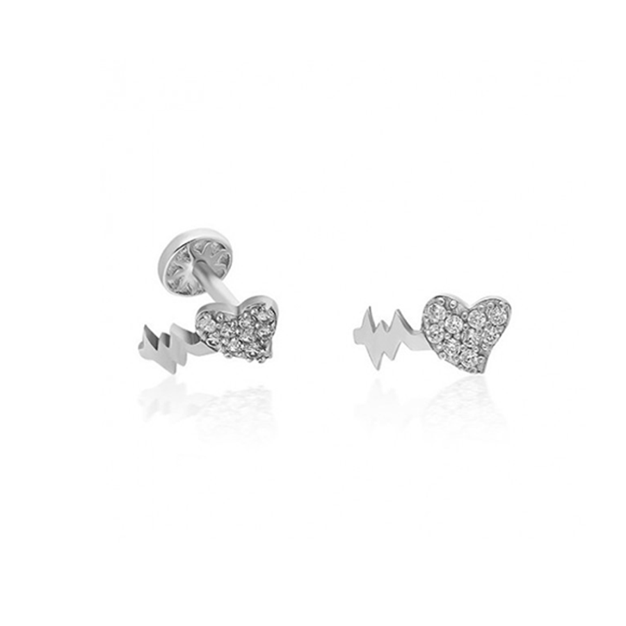Taşlı Kalp Altın Piercing PRC0057 - Piercing