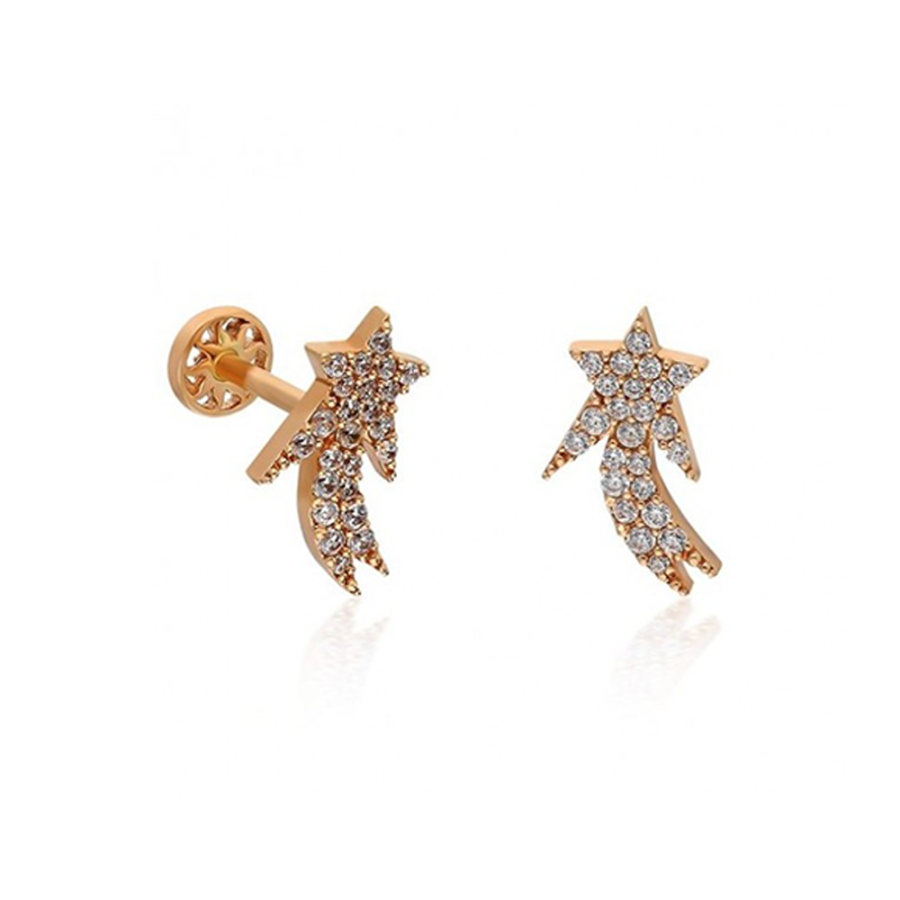 Kuyruklu Yıldız Altın Piercing PRC0018 - Küpeler