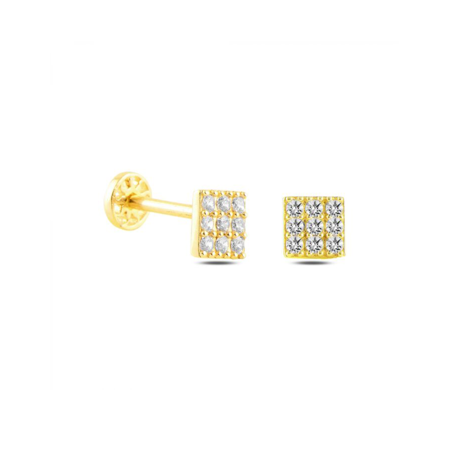 Kare Taşlı Altın Piercing PRC0019 - Küpeler