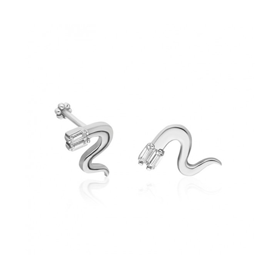 Taşlı Yılan Altın Piercing PRC0024 - Küpeler