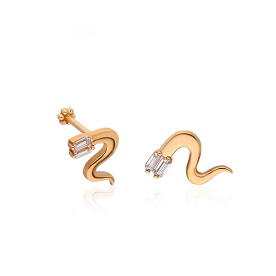 Taşlı Yılan Altın Piercing PRC0024 - Küpeler