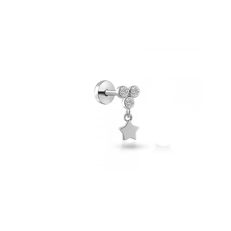 Taşlı Yıldız Altın Piercing PRC0011 - Piercing
