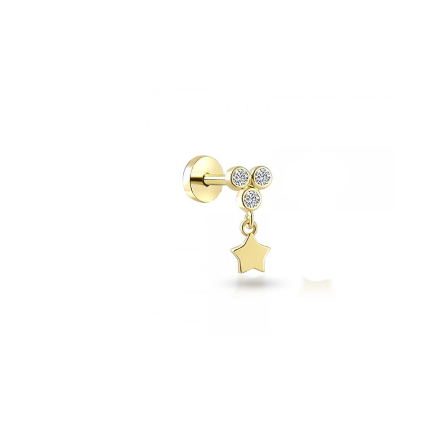 Taşlı Yıldız Altın Piercing PRC0011 - Piercing
