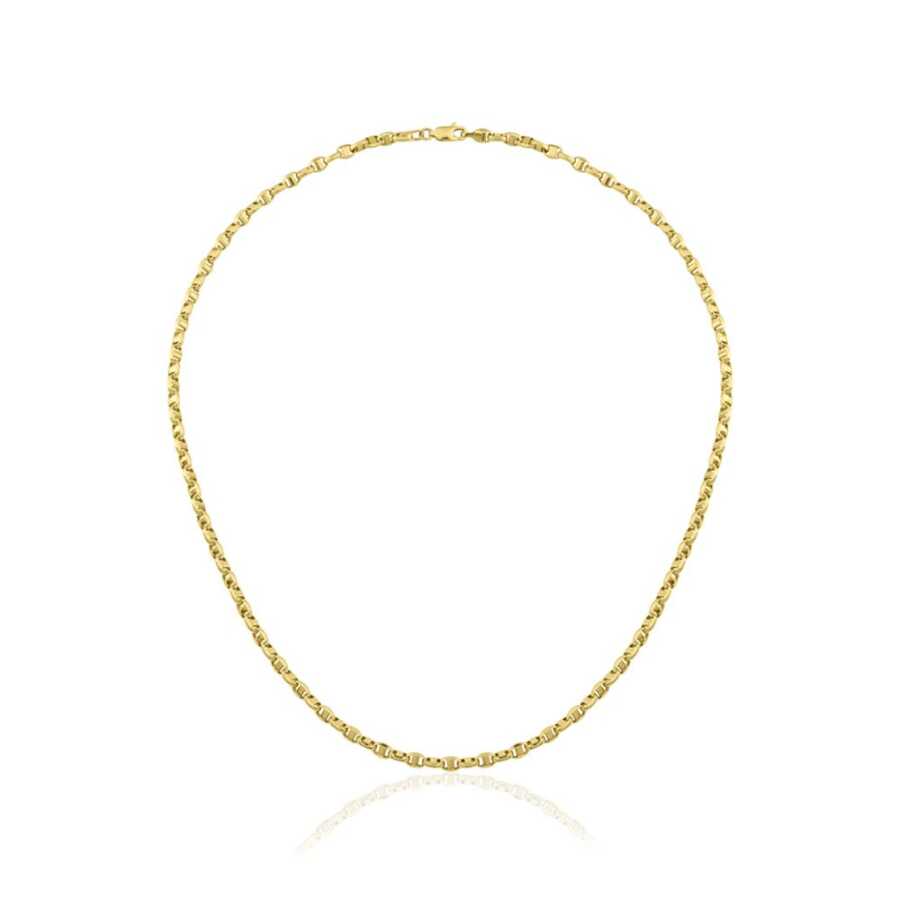 Oval Barlı Zincir Kolye - Kolyeler