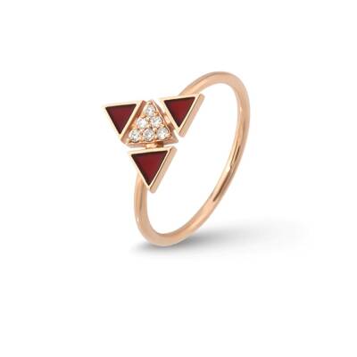 0.06 Karat Pırlanta Taşlı Ve Bordo Mineli Yüzük