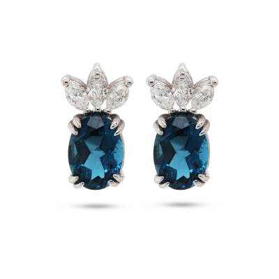 2,09 Karat Pırlantalı Safir Küpe