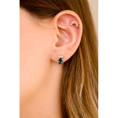 2,09 Karat Pırlantalı Safir Küpe