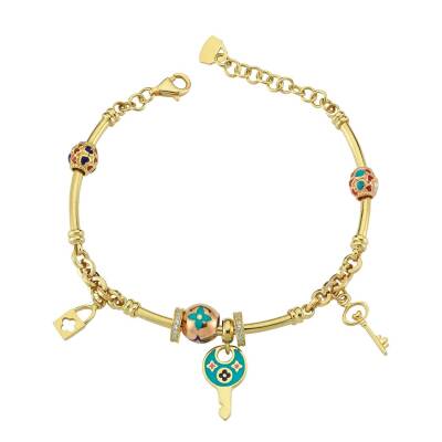 Eterna Sarı Altın Mineli Charm Bileklik  -