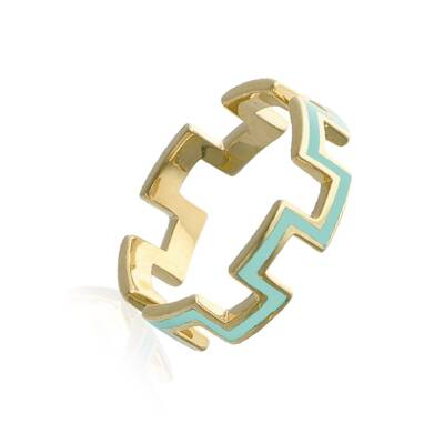 Minima Sarı Altın Zigzag Yüzük  -