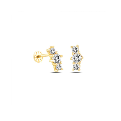 Taşlı Altın Piercing  -