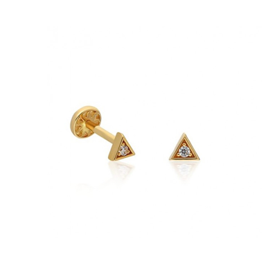 Üçgen Taşlı Altın Piercing PRC0047 -